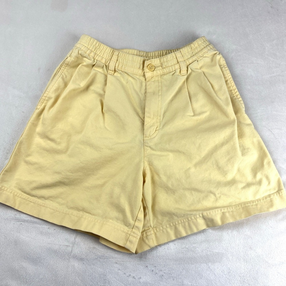Vtg Eddie Bauer Mom Shorts Women Sz. 4 Pleated Yellow Cuff High Waist 90s READ